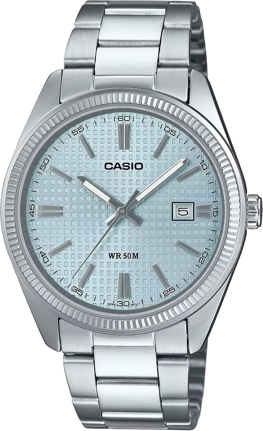 Casio Vintage MTP1302D, 44mm, Blue Dial, Silver Stainless Steel Bracelet