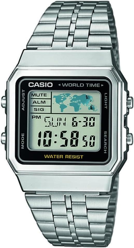 Casio Vintage A500WA-1DF, 34mm, Silver Stainless Steel Bracelet