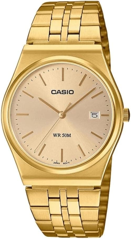 Casio Vintage MTPB145G-9A, 35mm, Gold Dial, Gold Stainless Steel Bracelet