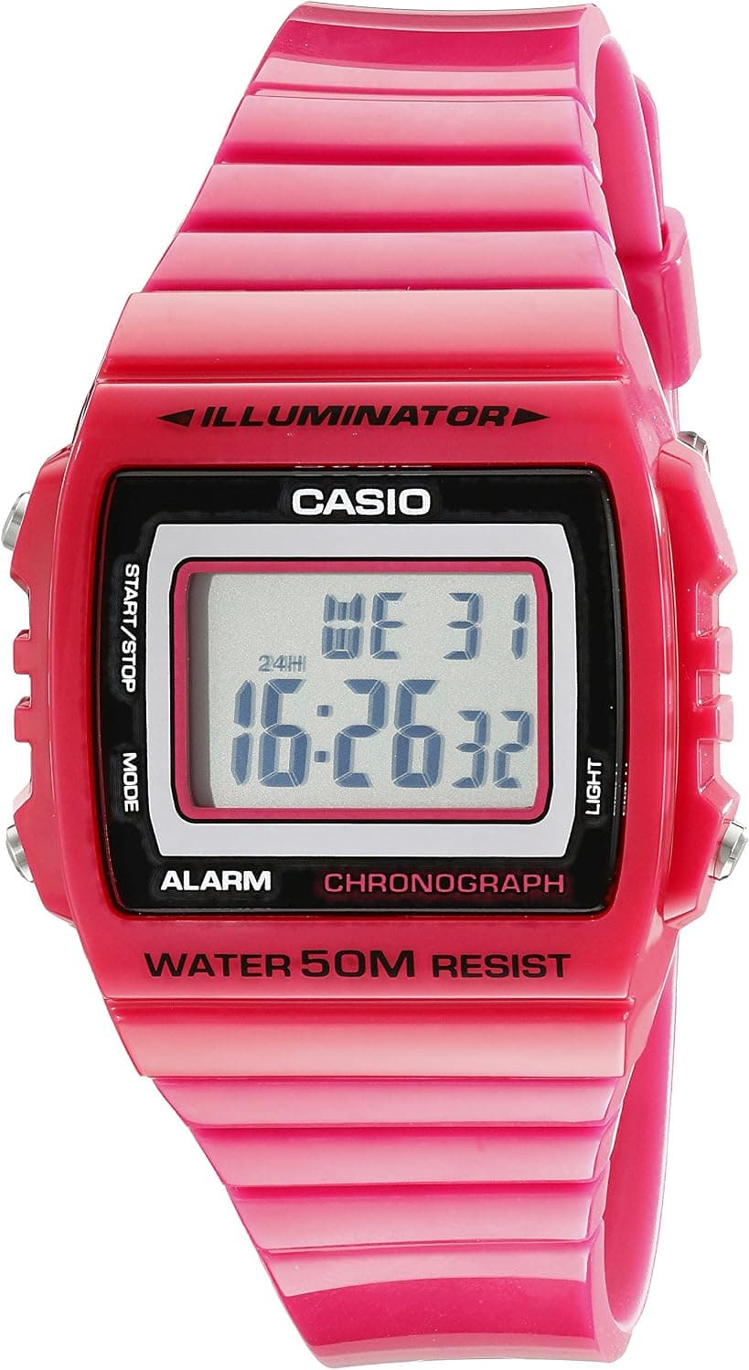 Casio W215H 40mm, Gray Dial Pink Resin