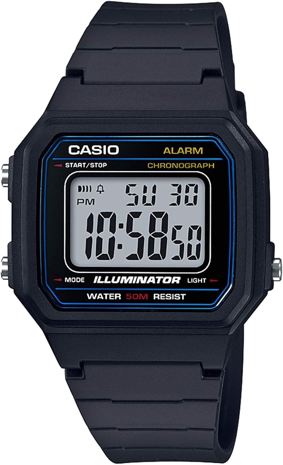 Casio W217H 41mm, Gray Dial Black Resin