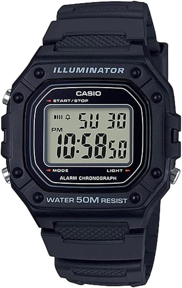 Casio W218H-1AVCF, 46mm, Gray Dial, Black Resin Band