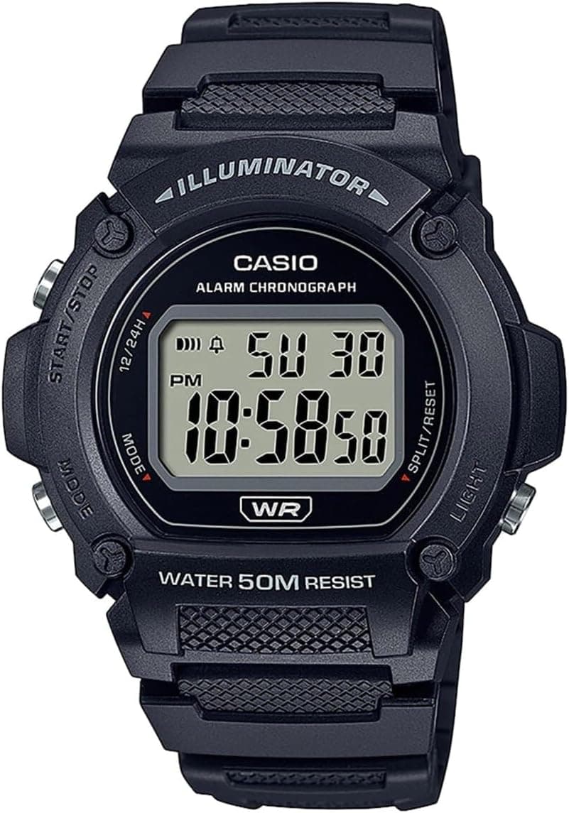 Casio W219H-1AV, 41mm, Grey Dial, Black Resin Strap