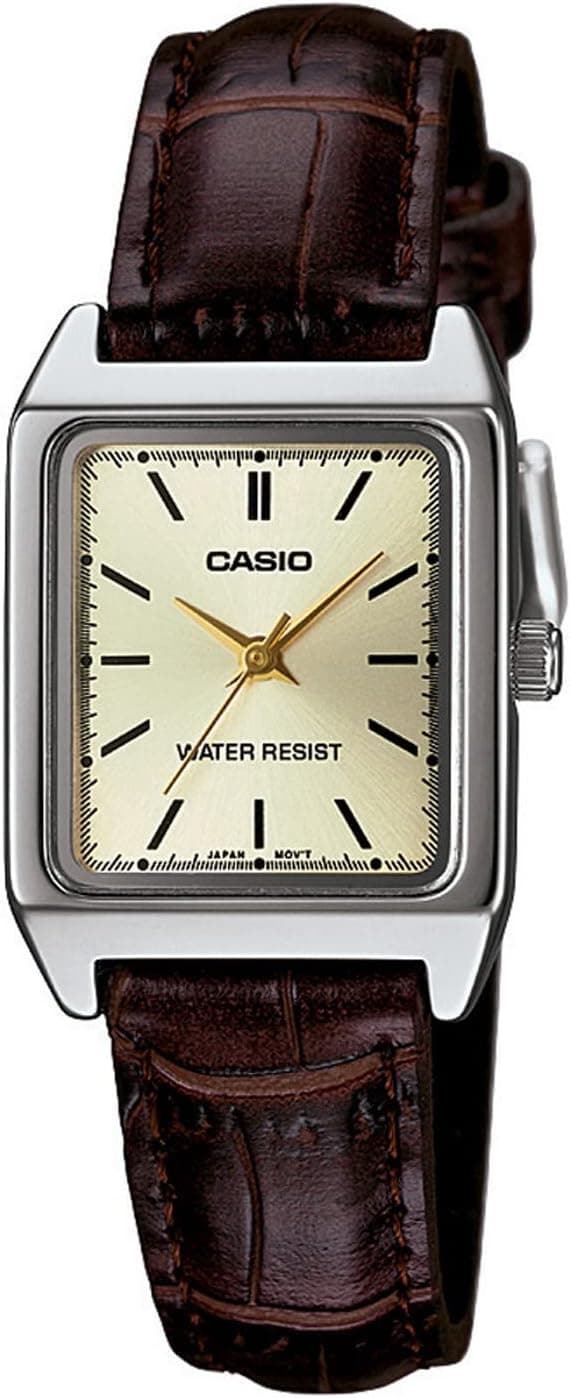 Casio Woman LTP-V007L-9EUDF, 22mm, Gold Dial, Black Plastic Band