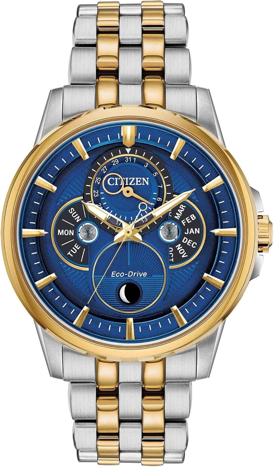 Citizen Calendrier BU0054-52L, 44mm, Blue Dial, Two-Tone Stainless Steel Bracelet