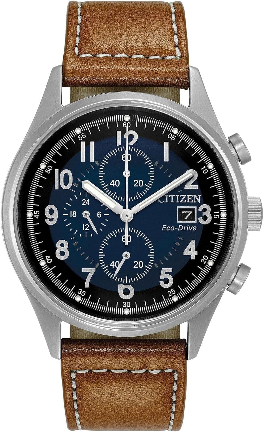 Citizen Chandler CA0621-05L, 38mm, Blue Dial, Brown Leather Band
