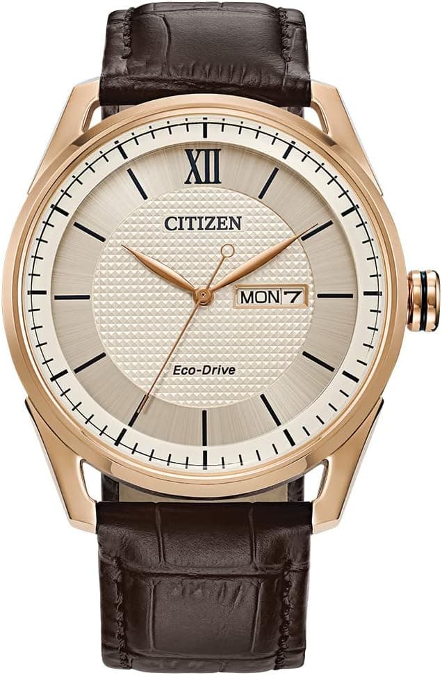 Citizen Classic AW0082-01A, 42mm, Cream Dial, Brown Leather Band