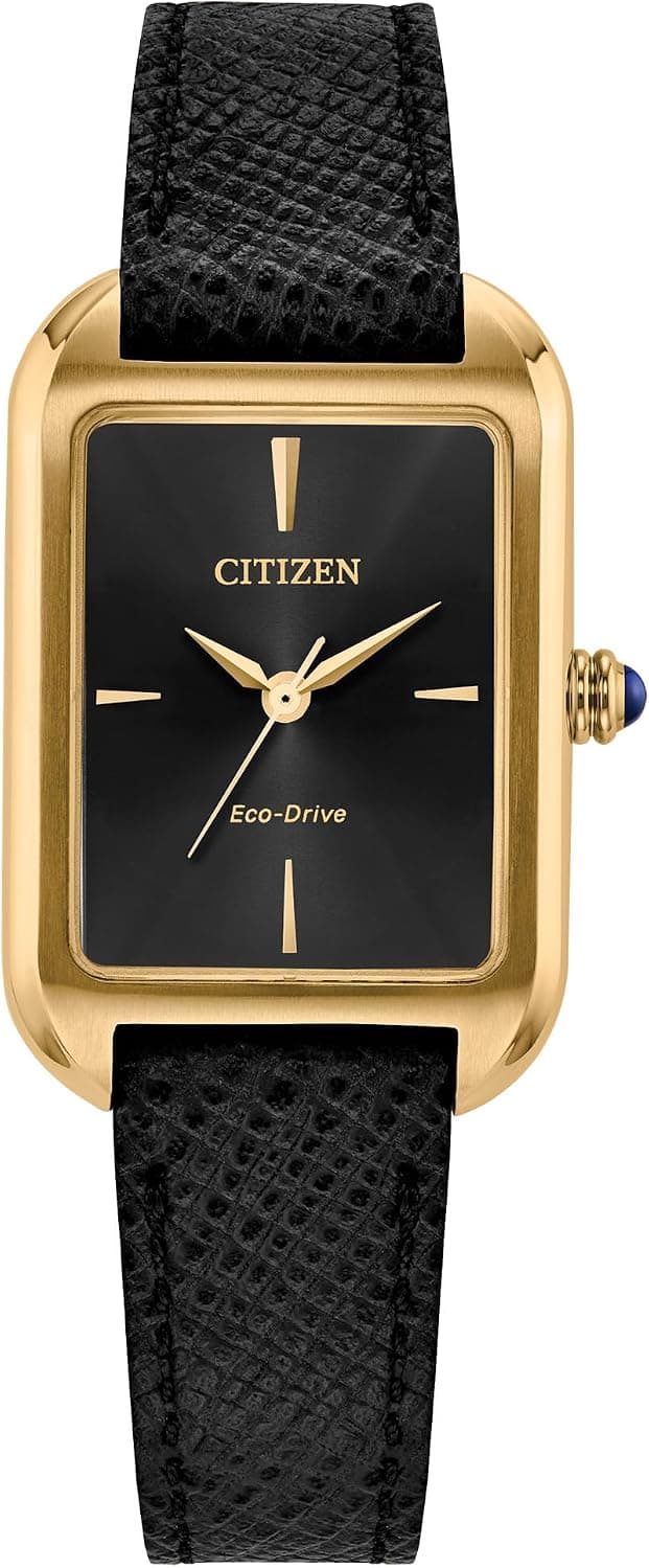Citizen Dress Classic EM1192-01E, 24mm, Black Dial, Gold Leather Band