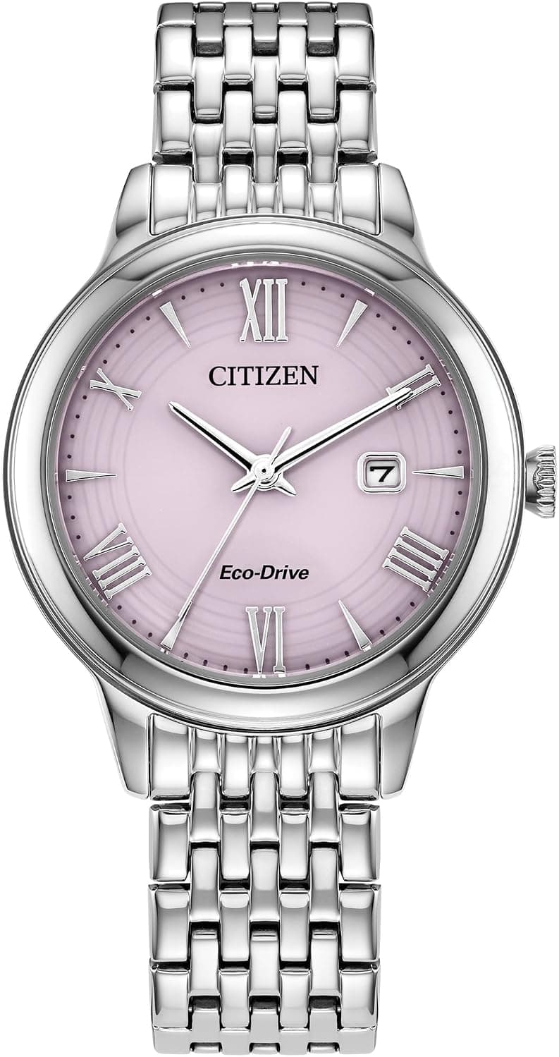 Citizen Eco-Drive EW2621-59Z, 32mm, Pink Dial, Silver Stainless Steel Bracelet