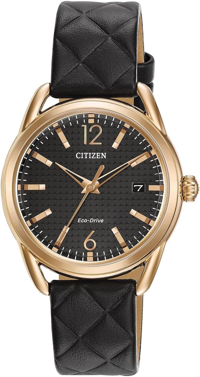Citizen Eco-Drive FE6083-13E, 36mm, Black Dial, Black Leather Band
