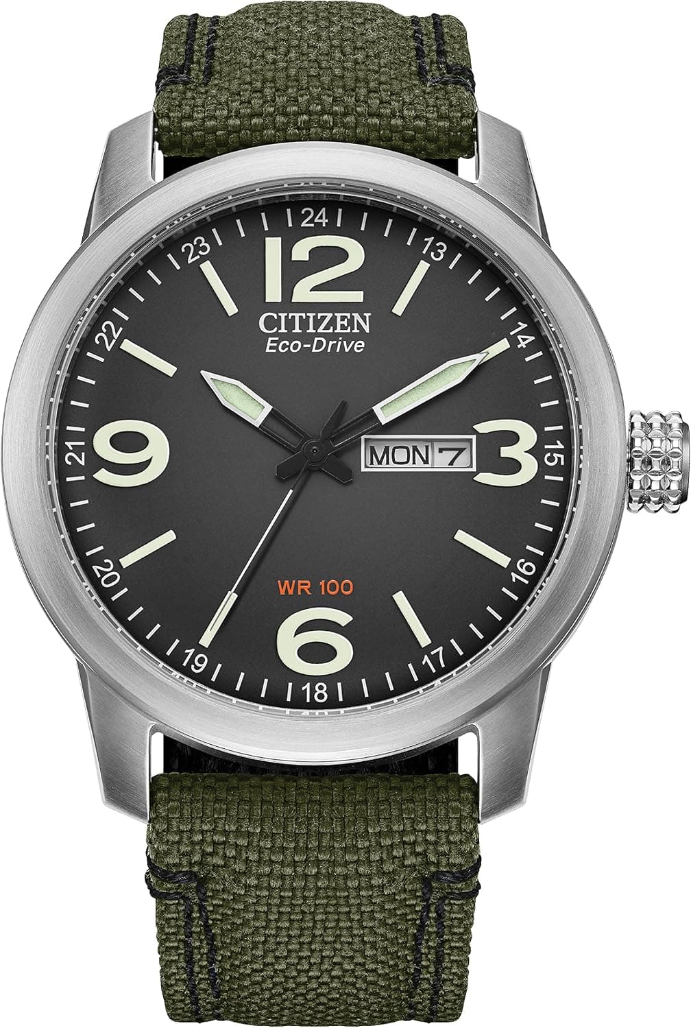 Citizen Military BM8570-09E, 42mm, Black Dial, Green Nylon Band