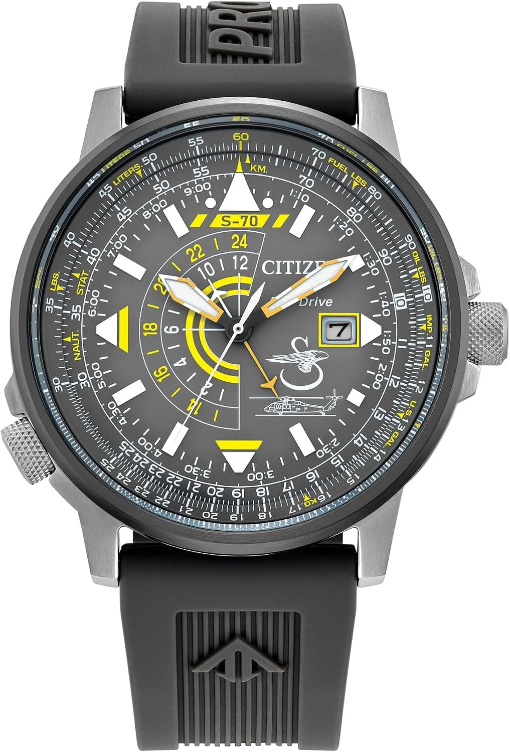 Citizen Nighthawk BJ7004-43H, 42mm, Gray Dial, Black Polyurethane Band