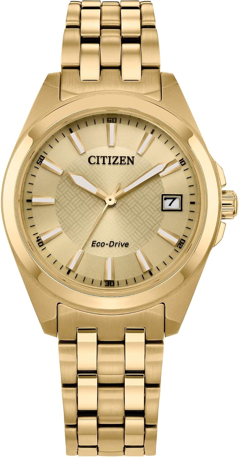 Citizen Peyten EO1222-50P, 33mm, Beige Dial, Gold Stainless Steel Bracelet