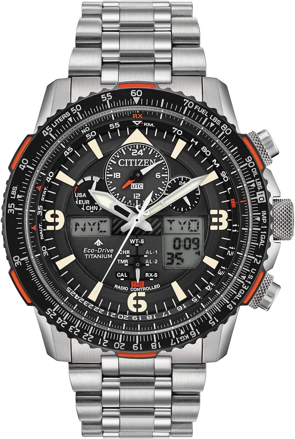 Citizen Promaster Skyhawk JY8108-53E, 45mm, Black Dial, Silver Titanium Bracelet