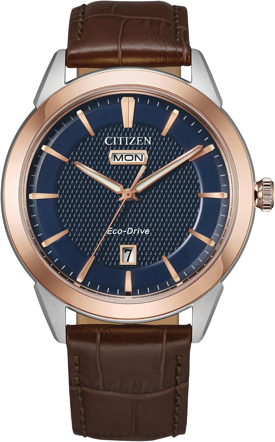Citizen Rolan AW0096-06L, 40mm, Blue Dial, Brown Leather Band