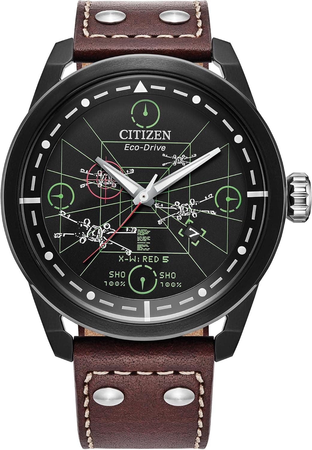 Citizen Ships AW1738-05W, 45mm, Black Dial, Brown Leather Band
