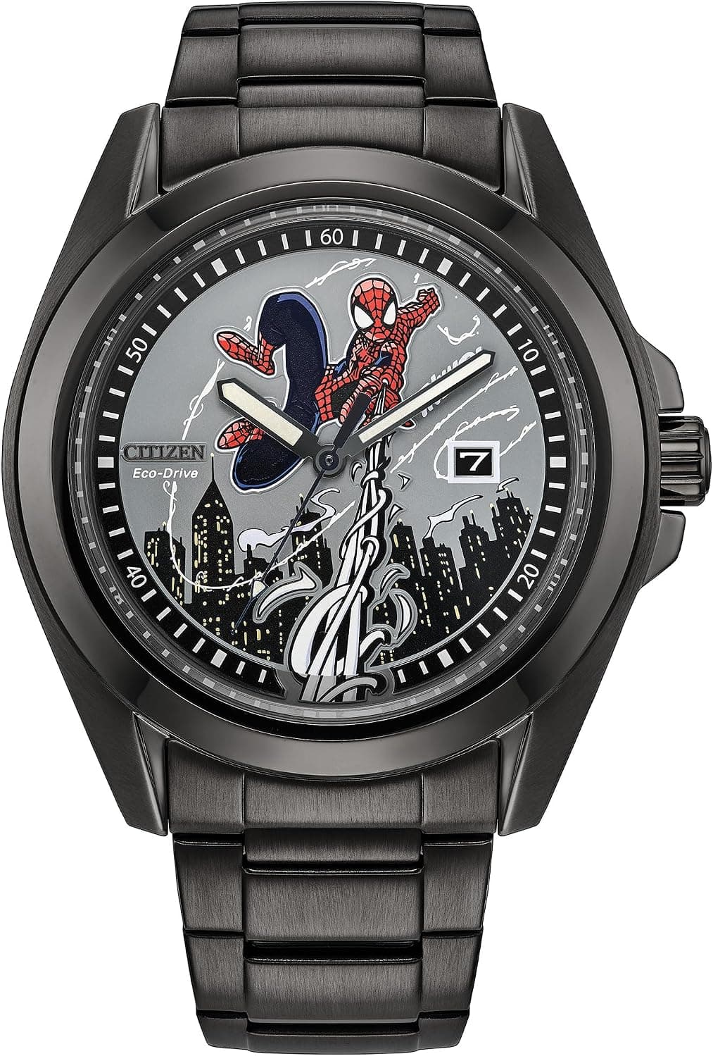 Citizen Spider-Man AW1437-61W, 43mm, Gray Dial, Gray Stainless Steel Bracelet