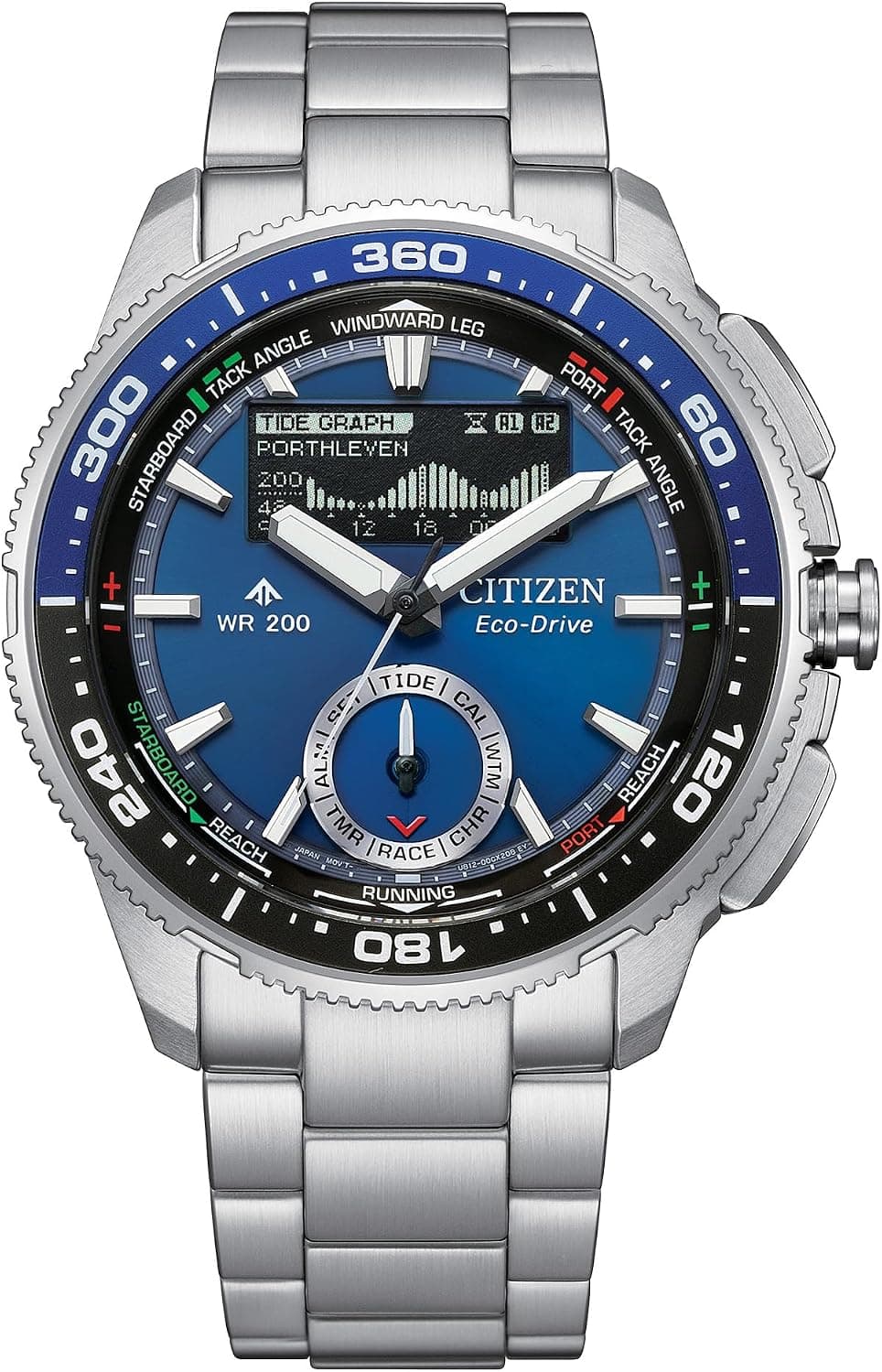 Citizen WaveTracker JV3006-50L, 42mm, Blue Dial, Silver Stainless Steel Bracelet