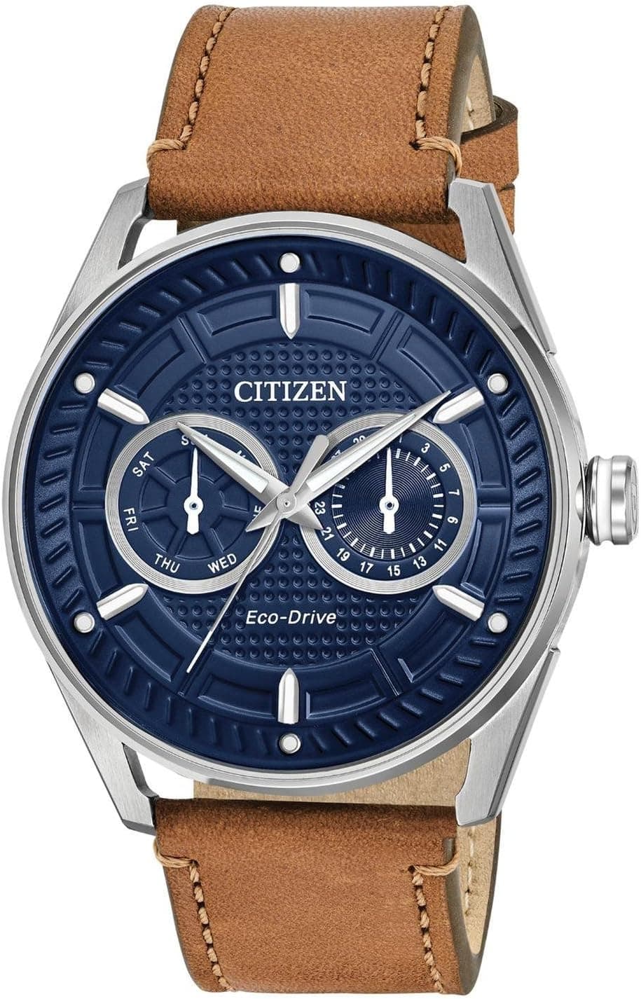 Citizen Weekender BU4020-01L, 42mm, Blue Dial, Brown Leather Band