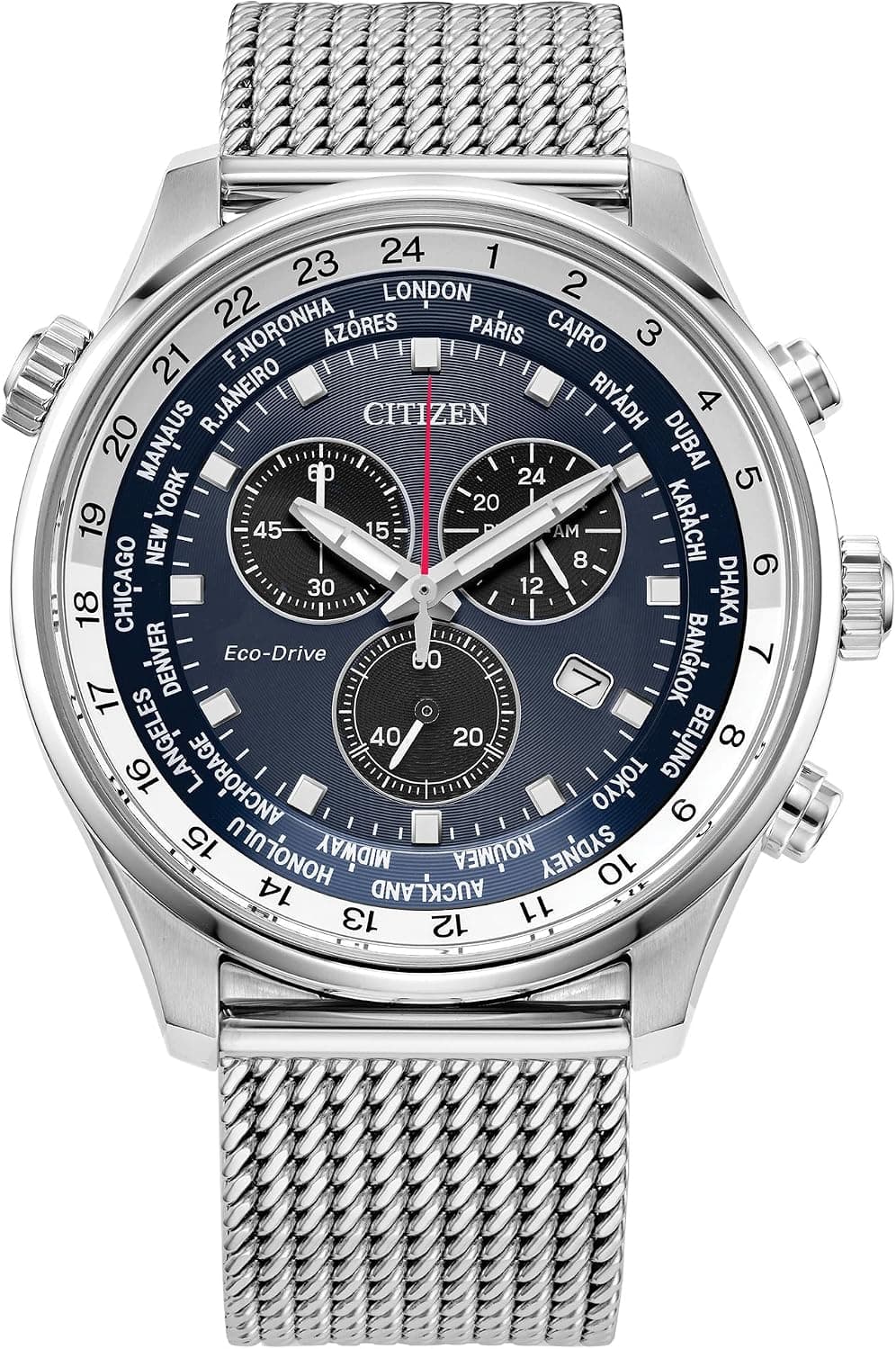 Citizen Weekender AT0368-82L, 43mm, Blue Dial, Silver Stainless Steel Bracelet