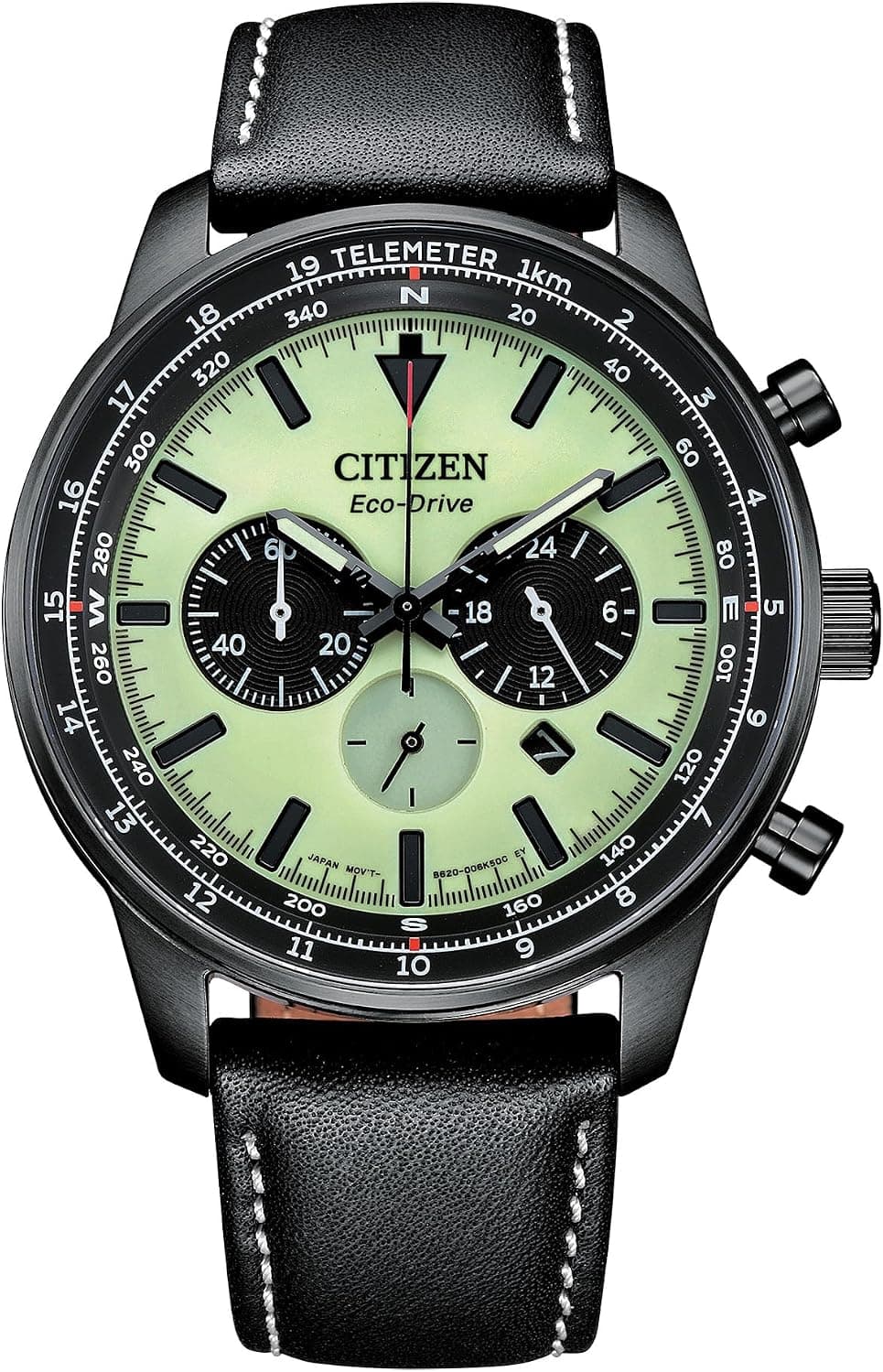Citizen Weekender CA4505-21X, 44mm, Green Dial, Black Leather Band