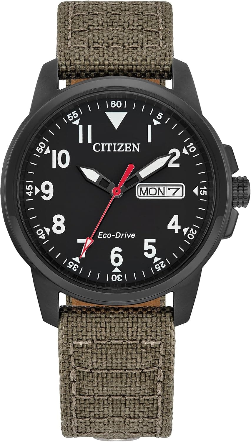 Citizen Weekender BM8186-07E, 37mm, Black Dial, Khaki Nylon Band