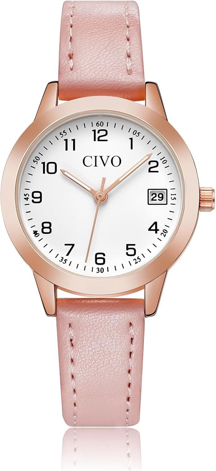 Civo 2298C, 32mm, White Dial, Leather Band