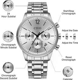 Civo 8334-silver 42mm Mens, detail view 5