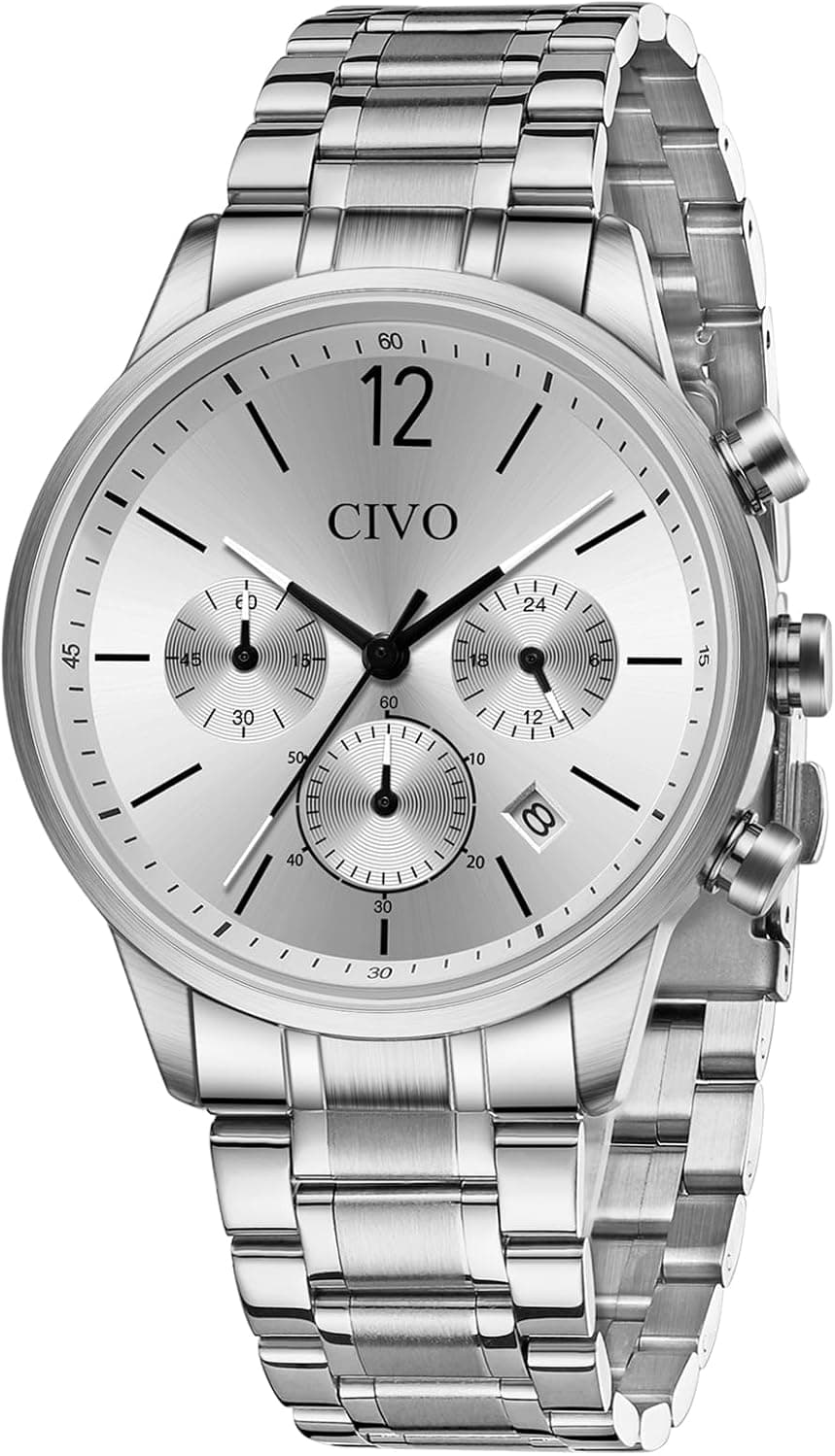 Civo 8334-silver, 42mm, Silver Dial, Silver Stainless Steel Bracelet