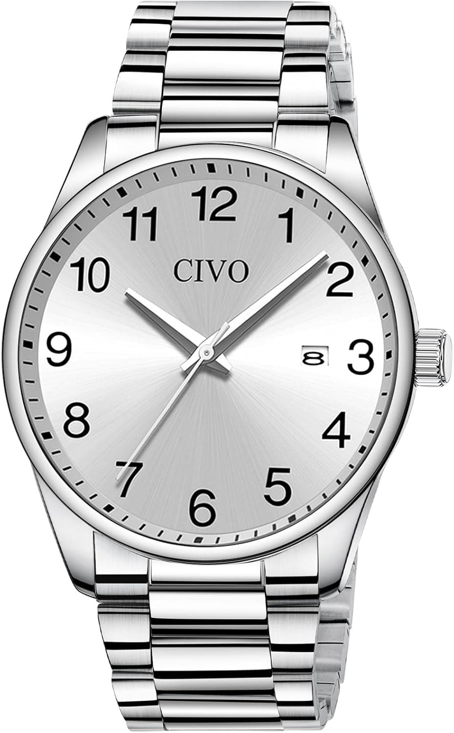 Civo 8344MONTRESHOMMETANCHE, 41mm, Silver Stainless Steel Bracelet