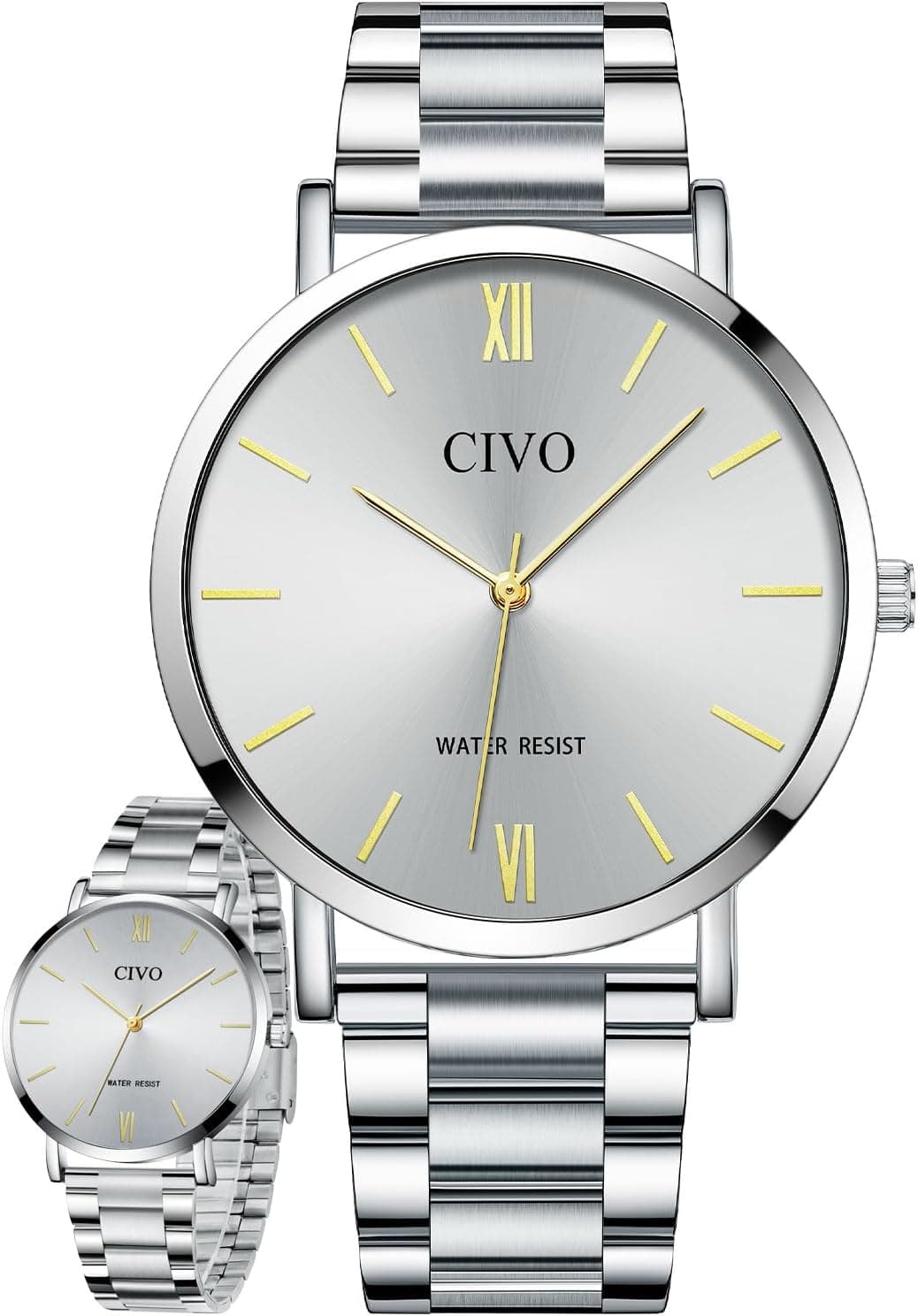 Civo 8350 MONTREHOMME8350, 40mm, Silver Dial, Stainless Steel Bracelet