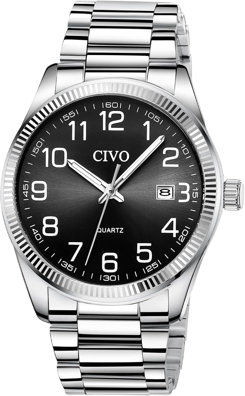 Civo 8362, 39mm, Black Dial, Silver Stainless Steel Bracelet