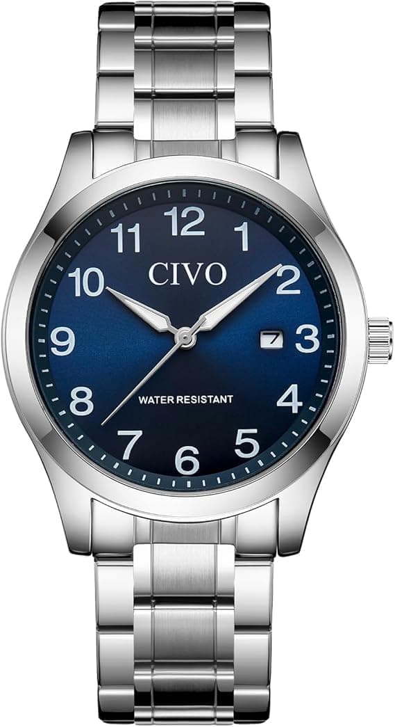 Civo 8375, 40mm, Black Dial, Silver Stainless Steel Bracelet