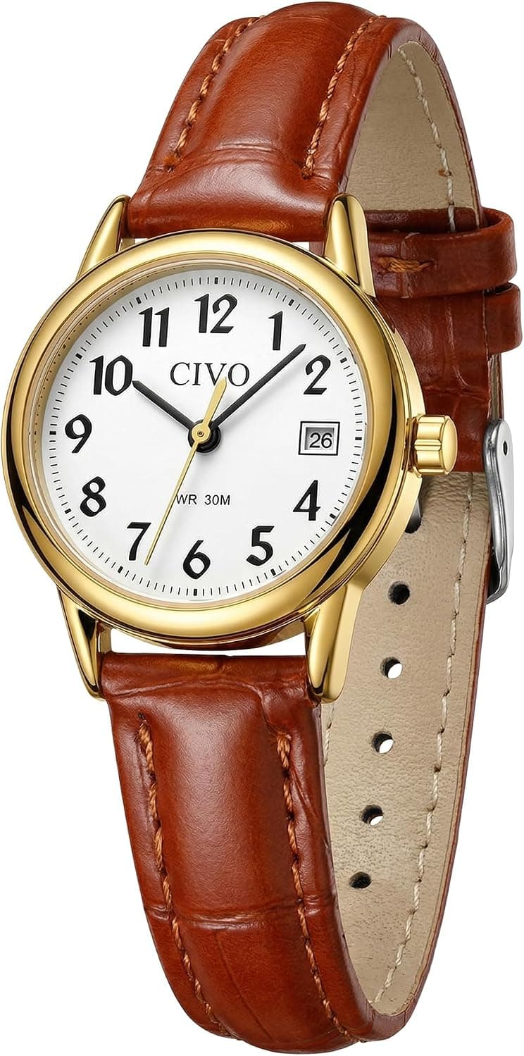 Civo Classic 8408, 25mm, White Dial, Brown Leather Band