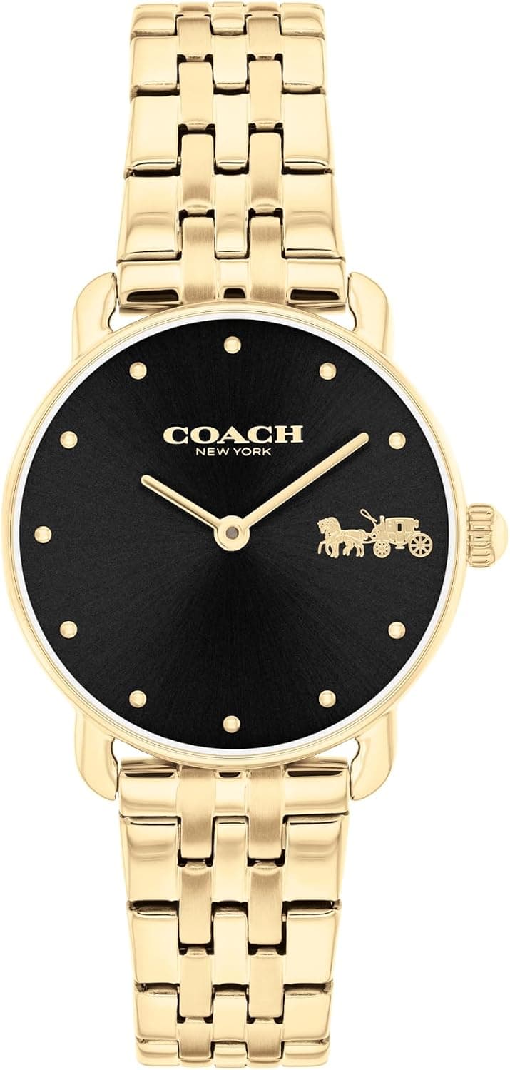 Coach Elliot 14504302, 28 mm, schwarzes Zifferblatt, goldenes Edelstahlarmband