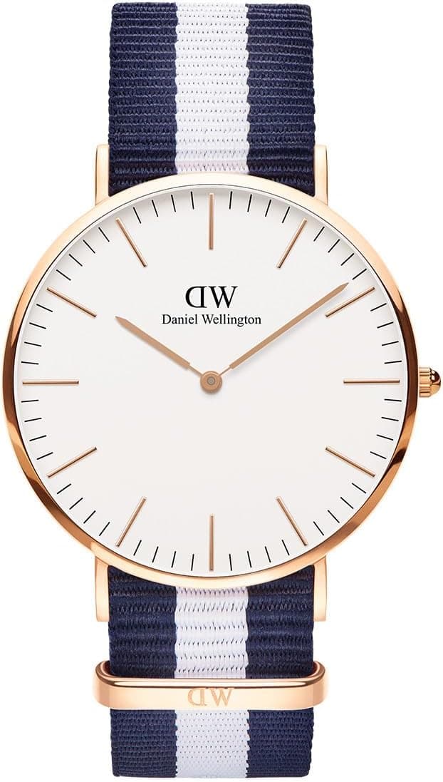 Daniel Wellington Classic DW00100004, 40 mm, blau-weißes Segeltucharmband