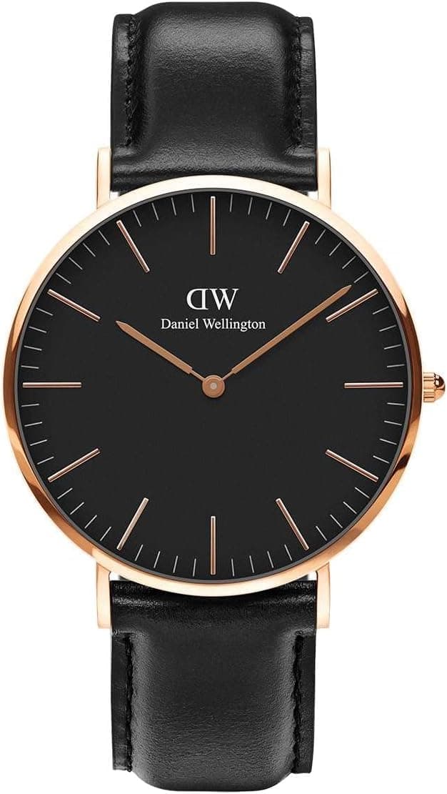 Daniel Wellington Classic DW00100127, 40 mm, schwarzes Zifferblatt, schwarzes Lederarmband
