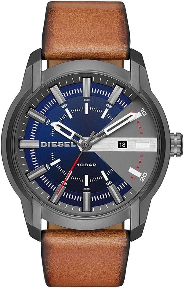 Diesel Armbar DZ1784, 45mm, Blue Dial, Black Leather Band