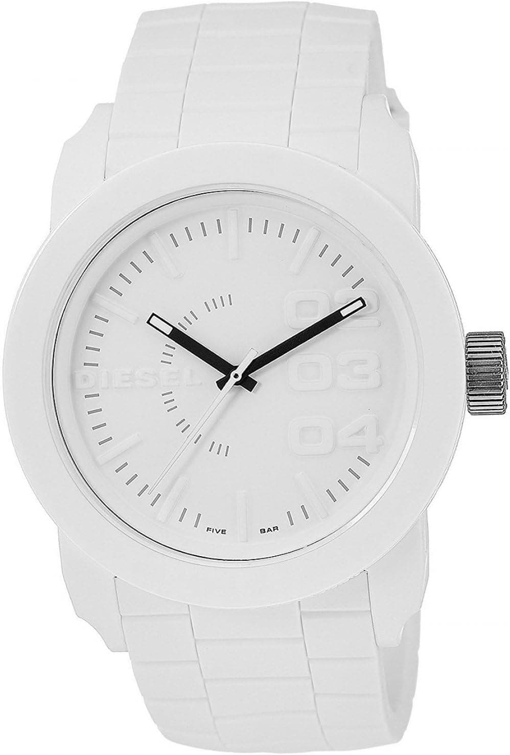Diesel Double Down S44DZ1436, 44mm, White Dial, Black Silicone Band