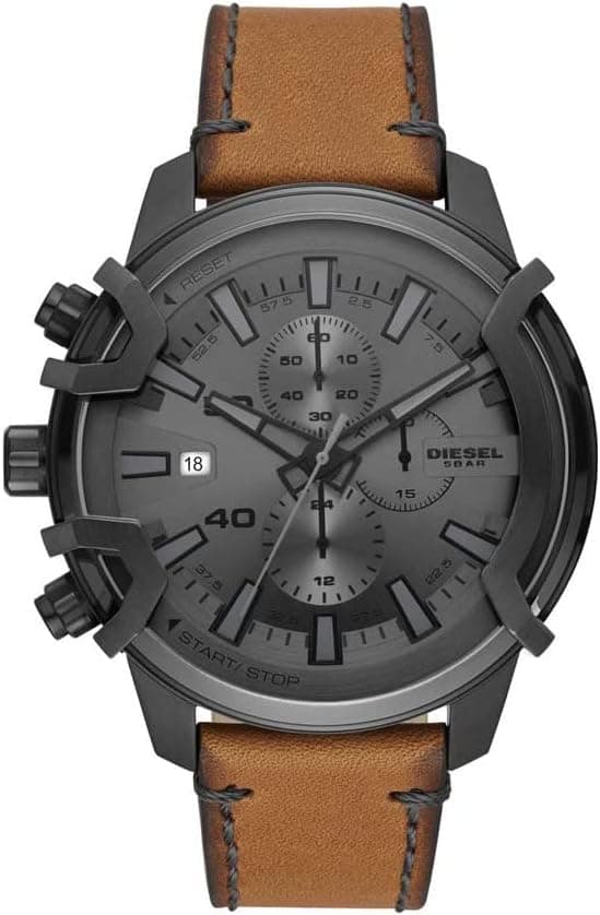 Diesel Griffed DZ4569, 48mm, Gray Dial, Silver Leather Band