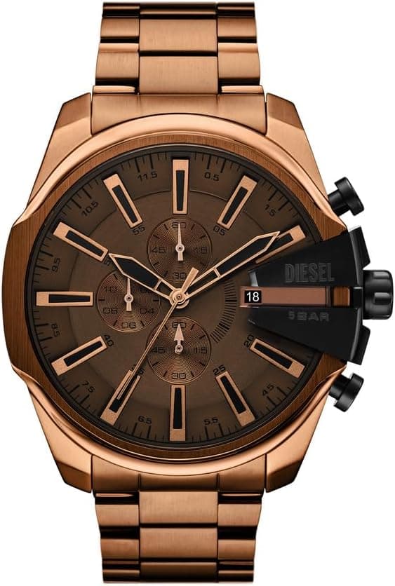 Diesel Mega Chief Slim DZ4697, 48mm, Brown Stainless Steel Bracelet