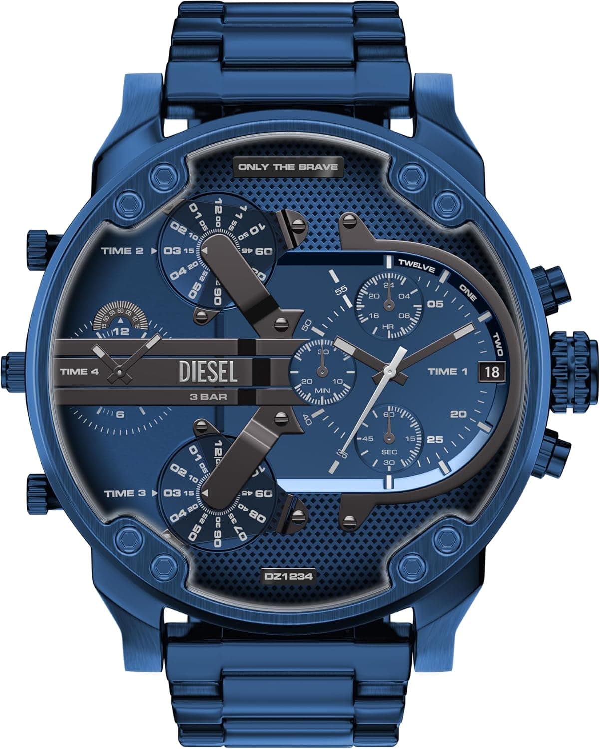 Diesel Mr. Daddy 2.0 DZ7496, 57mm, Two-Tone Dial, Blue Stainless Steel Bracelet