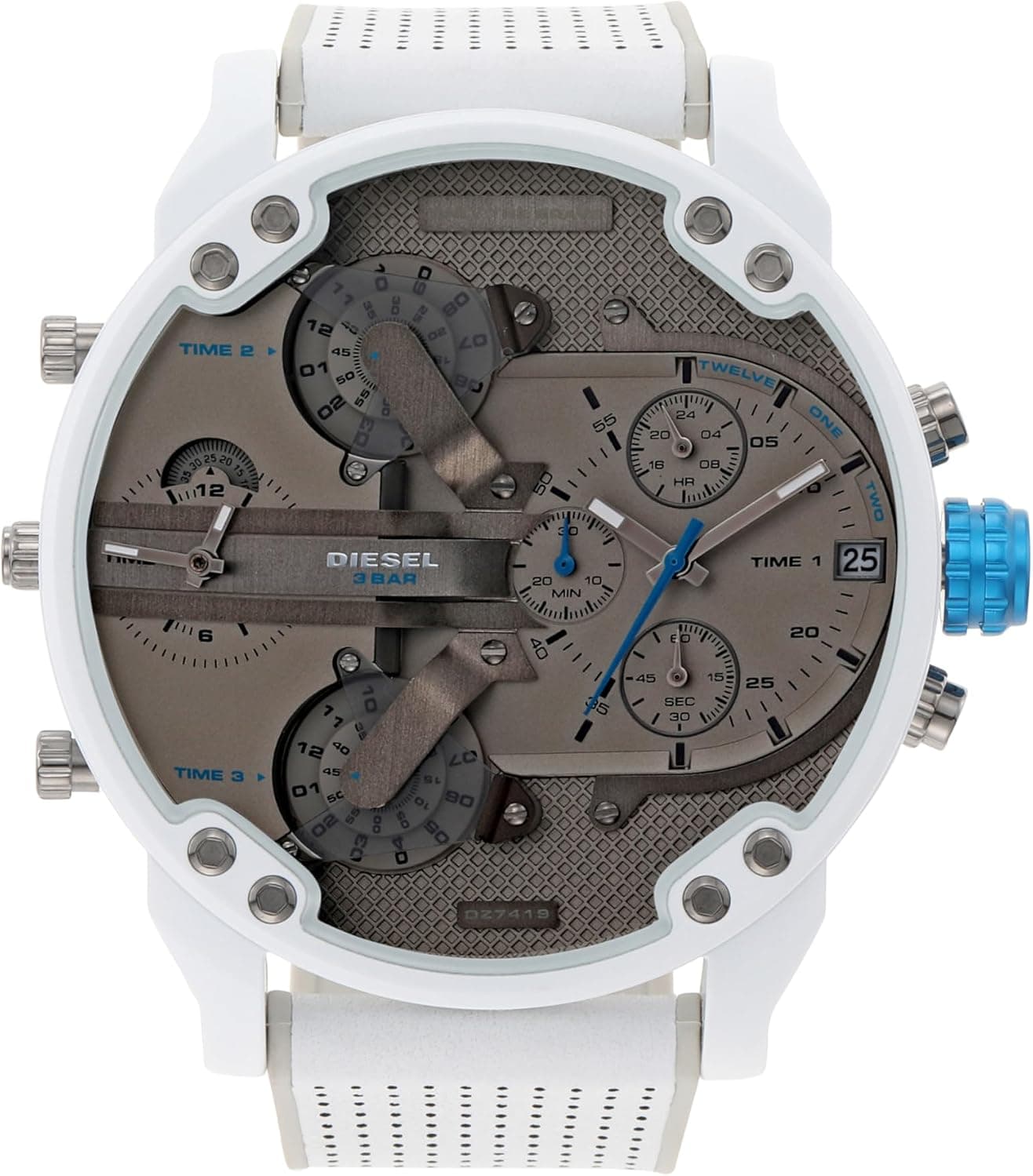 Diesel Mr. Daddy DZ7419, 57mm, Gray Dial, Black Leather Band