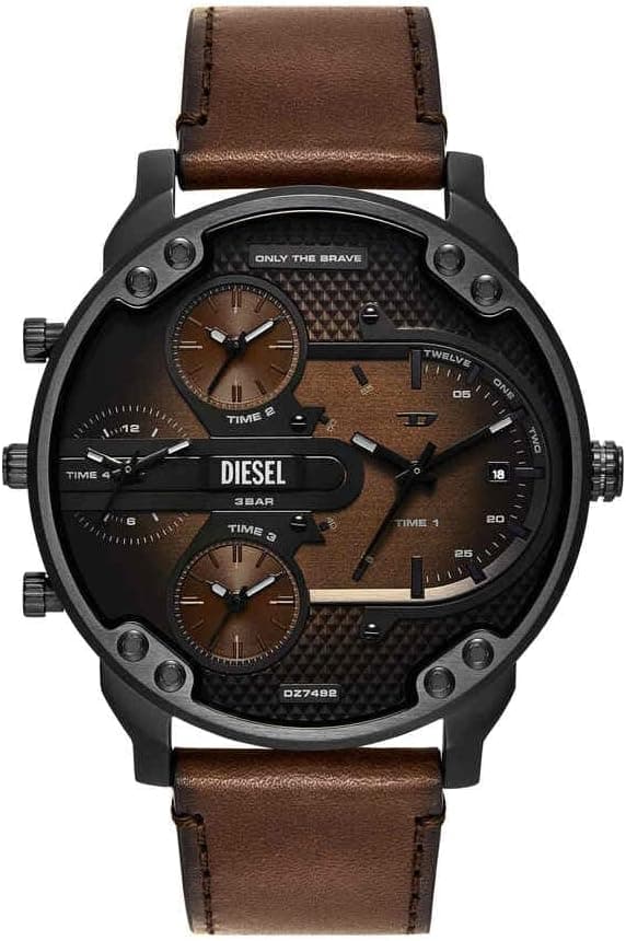 Diesel Mr. Daddy Slim DZ7492, 54mm, Two-Tone Dial, Black Leather Band