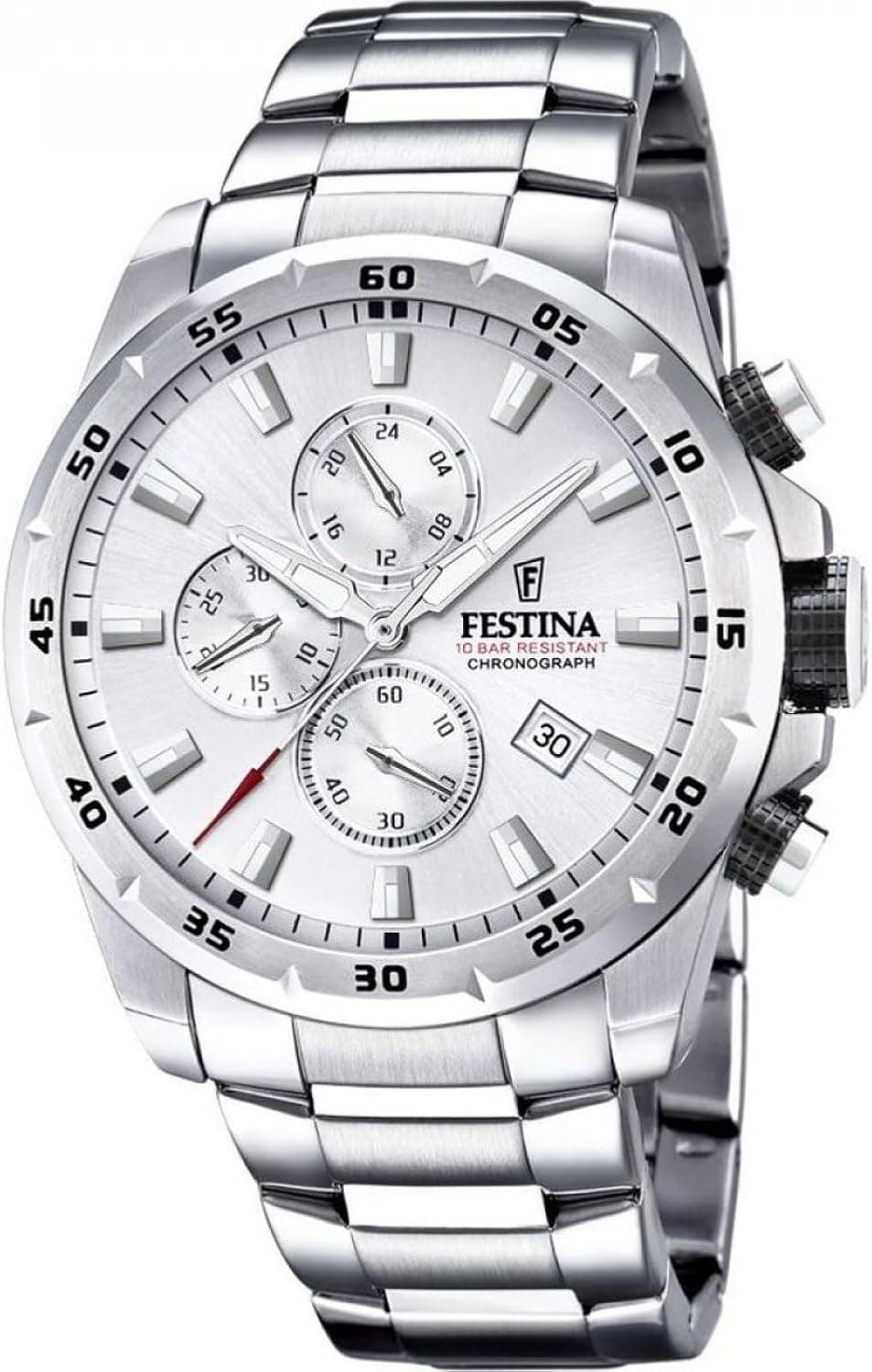 Festina Chrono Sport F20463, 45mm, Gümüş Kadran, Gümüş Paslanmaz Çelik Kordon