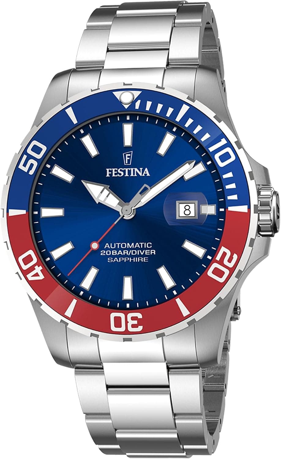 Festina Diver F20531/5, 44mm, Mavi Kadran, Gümüş Paslanmaz Çelik Kordon