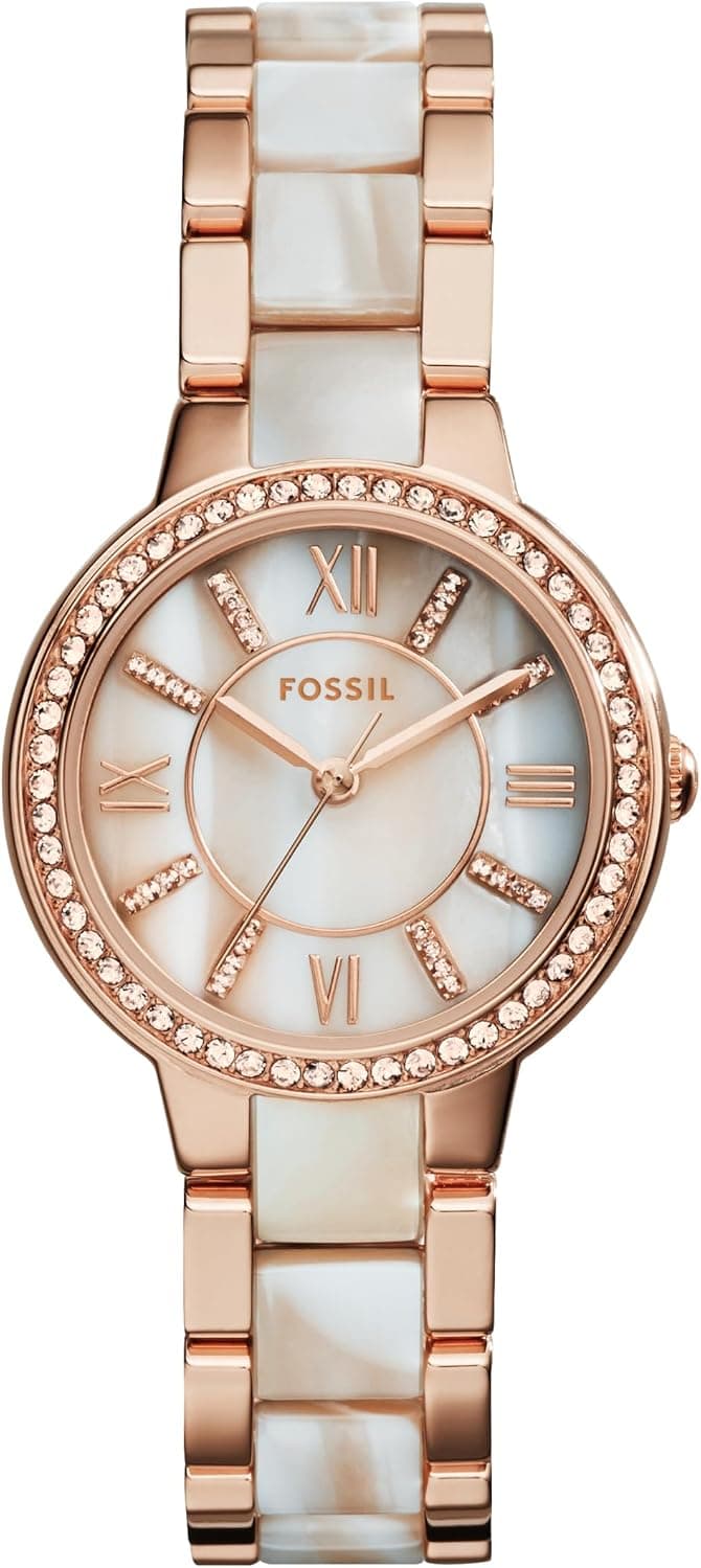 Fossil ES3716 30mm, Rose Gold Dial Rose Gold Horn Acetate