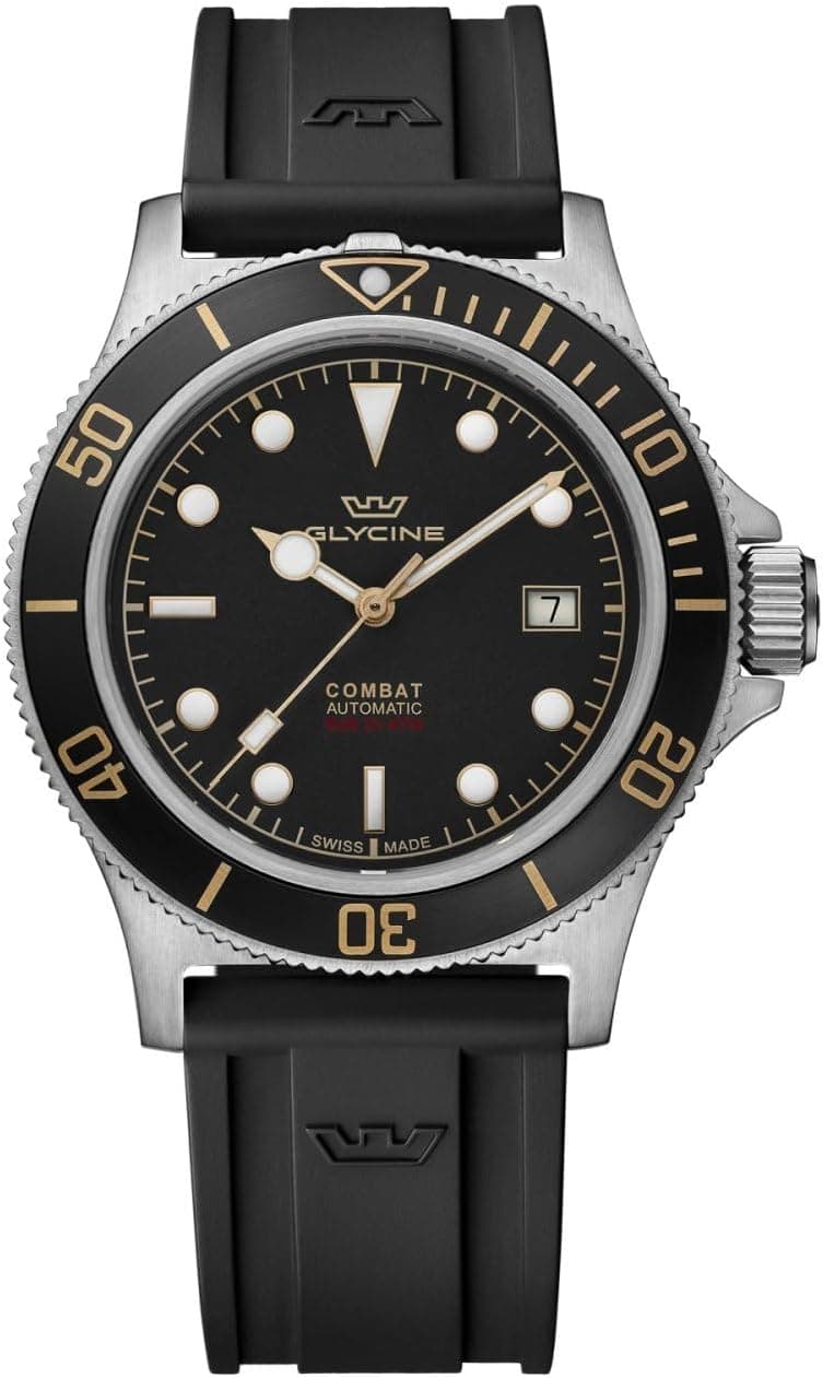 Glycine Combat Sub Sport 42mm, Black Dial Black Silicone