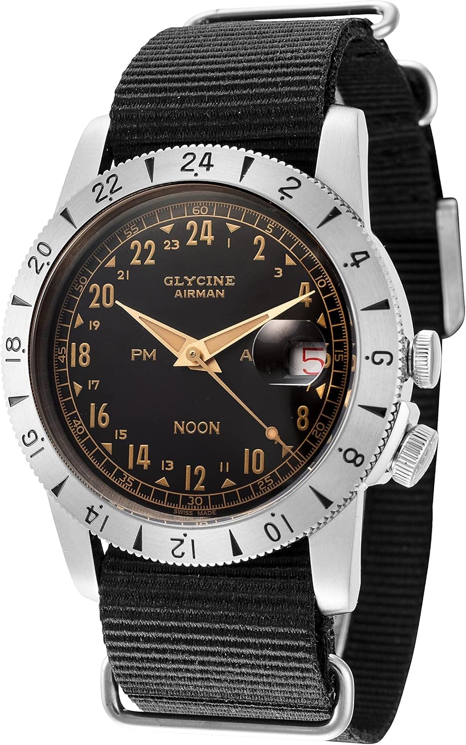 Glycine Airman Vintage Noon 40mm, Blue Dial Green Fabric