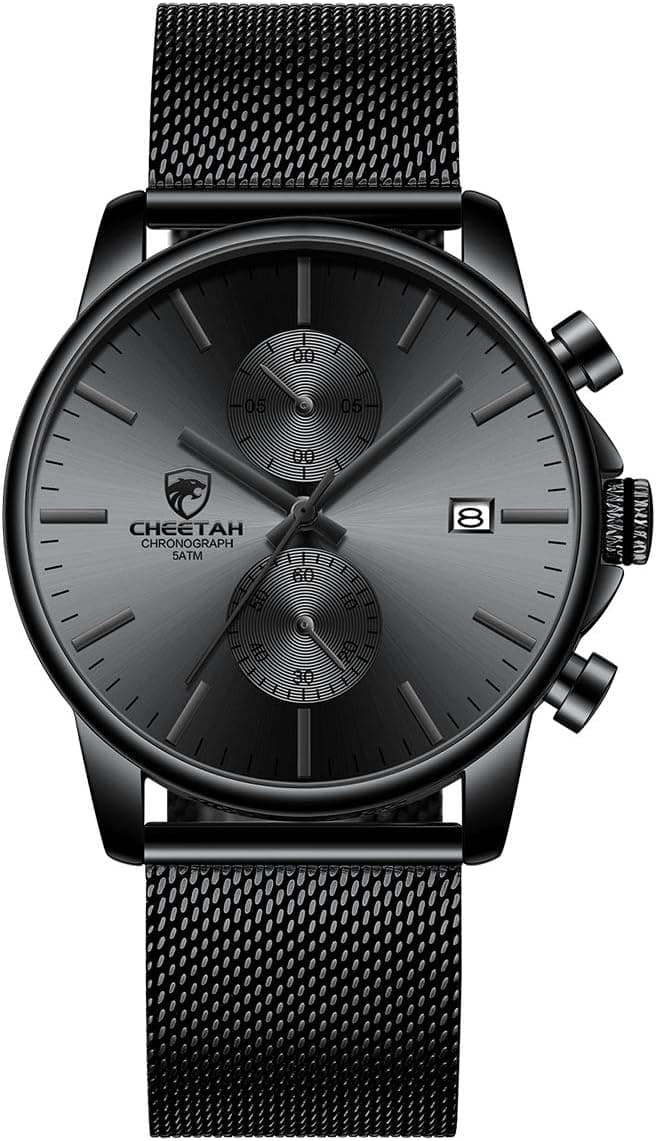 Golden Hour Fashion Sport CH-1604S-B-GY, Black Dial, Black Stainless Steel Bracelet
